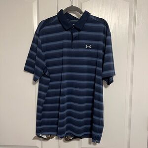 Men’s Under Armour Polo Size XL Blue Navy Stripes